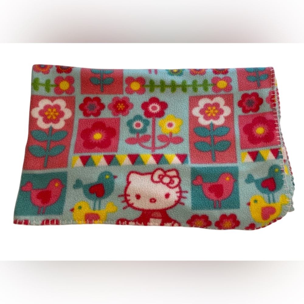 Hello Kitty Fleece Blanket Flowers Birds 2016 Pink Blue Northwest Co 36â xâ 45â.
